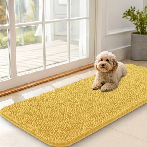 OLANLY Dog Door Mat for Muddy Paws 47x20, Super Absorbent Chenille Mud Mat by OLANLY