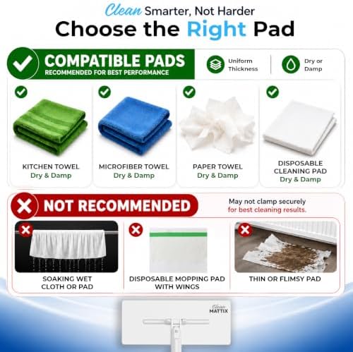 FlexiClamp Sweep & Mop Kit - Durable Cleaning Tool for Hardwood, Tile, Marble & Laminate Floors, Home, Kitchen Cleaning Essentials. (Include 10 Dry Cloths) - Image 4