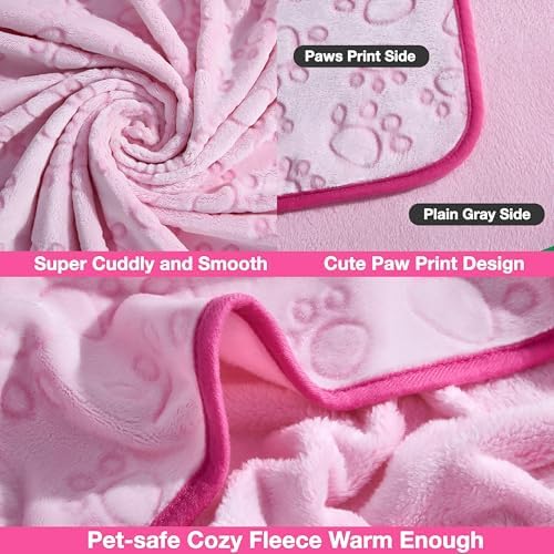 Stuffed Premium Soft Dog Blanket, Flannel Pink Stuff Cute Paw Print, 43 * 66 inches, Cat Blanket Puppy Supplies Dog Products Stuff Essentials - Image 4