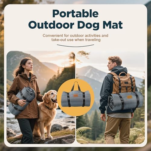 Gimars Upgraded Thickened Outdoor Dog Bed with Waterproof Film, Easy to Roll Up with Buckle, Large Travel Pet Bed for Medium & Large Dog, Portable, Foldable, Washable for Camping,Traveling - Image 2