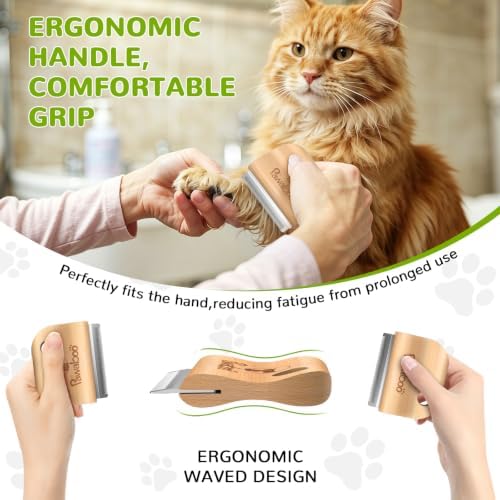 Pawaboo Deshedding Brush for Dogs&Cats, Wood Dog Hair Removal Comb, 3inch - Image 3