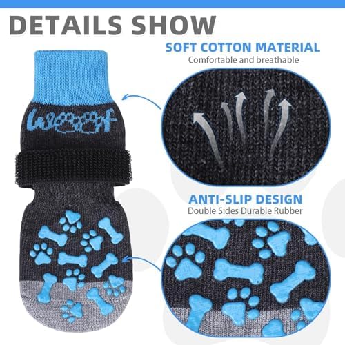 KOOLTAIL Dog Socks Shoes for Hot Pavement to Prevent Licking Paws, Winter Dog Boots&Paw Protector for Hardwood Floors Anti Slip,Traction Control Grip Booties for Small Medium Large Senior Dogs, Blue L - Image 3