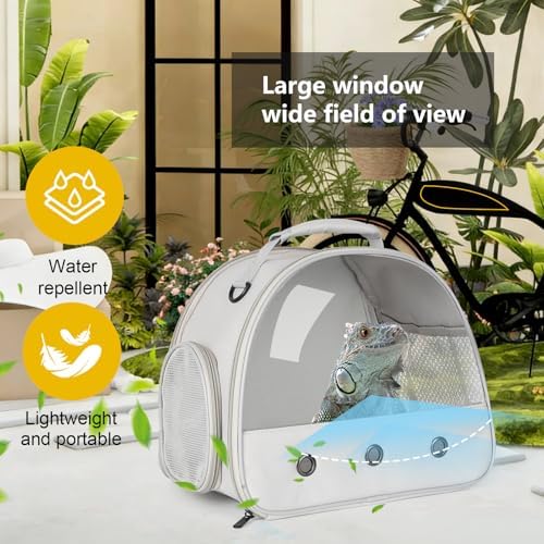 Bearded Dragon Carrier,Lizards Carrier, Small Animal Travel Carrier for Hedgehog Rat Parrot Bird Guinea Pig, Portable Guinea Pig Travel Carrier for 2(Grey) - Image 4