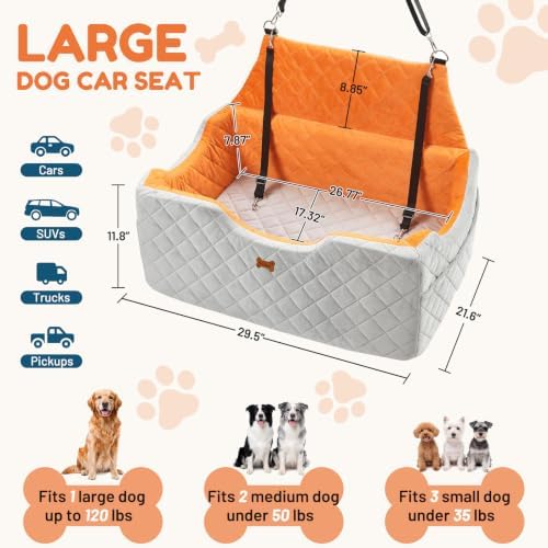Dog Car Seat for Large Medium Dogs up to 55 lbs, Gray - Image 4