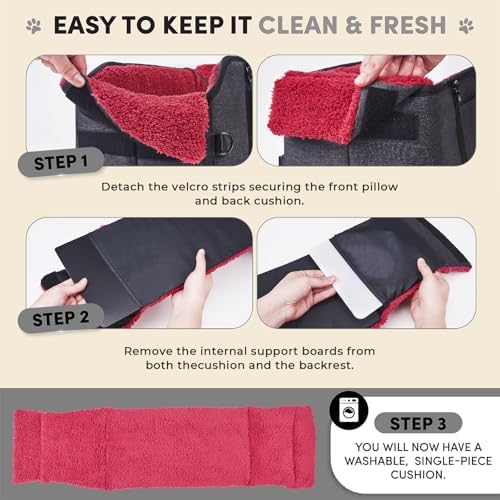 BurgeonNest Center Console Dog Car Seat for Small Pets to 11lbs, Red - Image 4