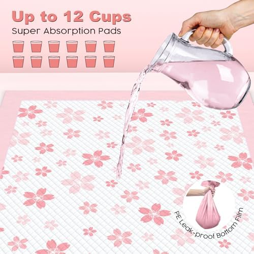 MIZOK Pink Puppy Pads with Adhesive Tabs Disposable Pee Pads 36x36in 100Ct - Image 4