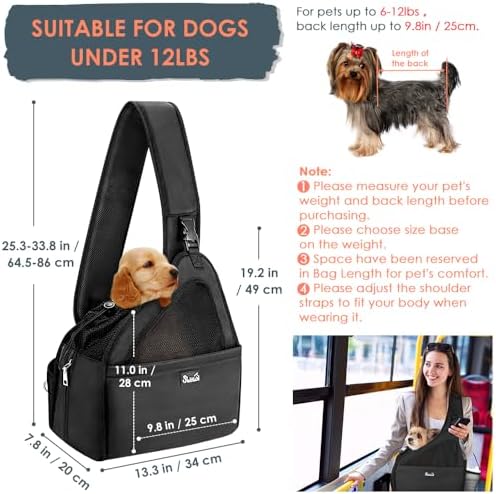 SlowTon Dog Sling Carrier, Hands Free Hard Bottom for Small Dogs up to 11lb - Image 5