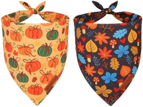 ADOGGYGO Fall Thanksgiving Dog Bandana Girl Boy, Pumpkin Bow Dog Scarf, S by ADOGGYGO
