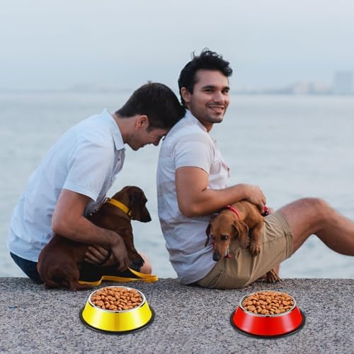 8 Pcs Stainless Steel Dog Bowl 7 oz Stackable Pet Bowl with Rubber Base Non-Slip Pet Dishes Metal Dog Bowls Food and Water Bowls Feeding Feeder for Small Medium Cats Dogs Supplies(Multicolor) - Image 5