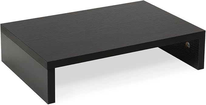 TEAMIX 14.2 inch Monitor Stand Riser, Wood Monitor Riser with Storage for Desk Small Monitor Stand TV/Screen/PC/Laptop Riser Computer Stand Desktop Shelf (Black-14.2 inch) by TEAMIX