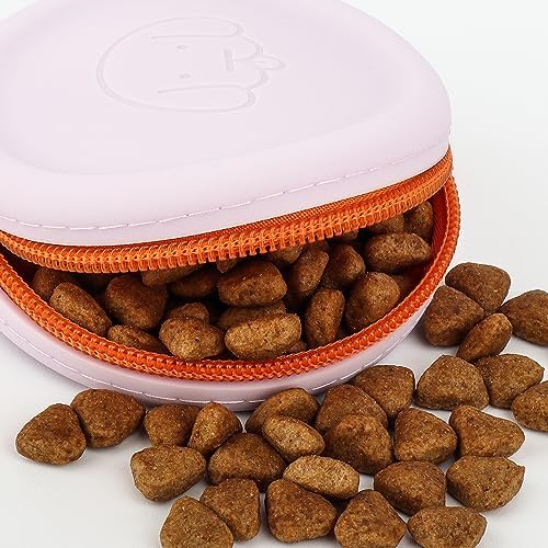 WALLFID Silicone Dog Treat Pouch Small Bag,with Pet Training Clicker,Walking Bag for Dog and Cat, Pocket Size, Easy to Clean, Odorless, Zipper Design,Moisture-Proof,Travel Walking Bag.(White) - Image 2
