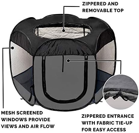 Furhaven Portable Dog Playpen Cat Tent, Pet Playground,Kennel Foldable Indoor Outdoor Zippered Puppy Crate - Gray, Medium (Pack of 10) - Image 4