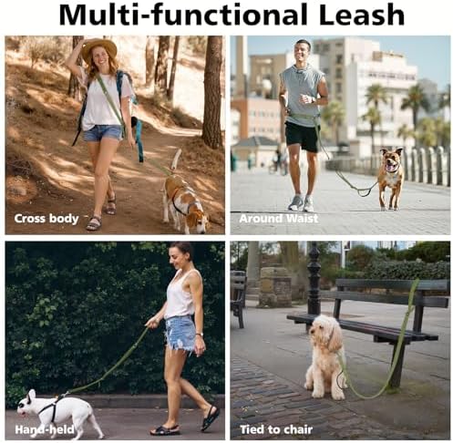 8.5ft Hands Free Dog Leash Adjustable for Medium Dogs, Army Green - Image 3