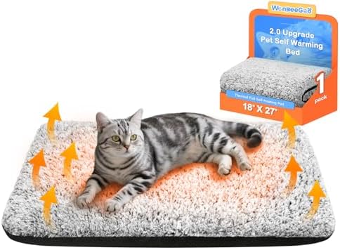 Self Warming Cat Bed, 2.0 Upgraded Thermal Mat for Indoor Cats, 18 x 27 In by WanpeeGoo