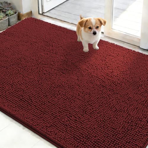 OLANLY Dog Door Mat for Muddy Paws 48x30, Super Absorbent Chenille Mud Mat by OLANLY