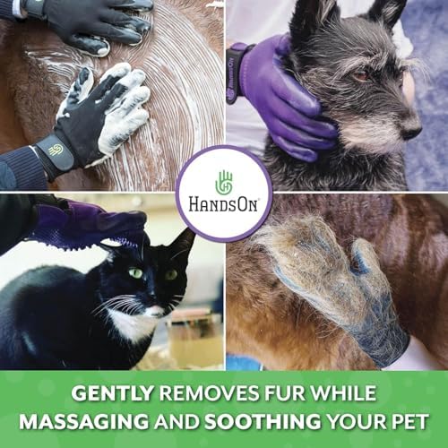 H HANDSON Pet Grooming Gloves - Patented #1 Ranked, Award Winning Shedding, Bathing, & Hair Remover Gloves - Gentle Brush for Cats, Dogs, and Horses (Black, Small) - Image 2