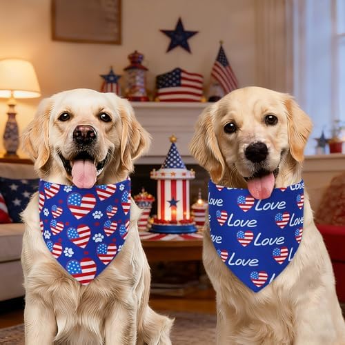 4th of July Dog Bandanas Large 3PCS, 6 Pattern Scarf for Boy Girl - Image 4