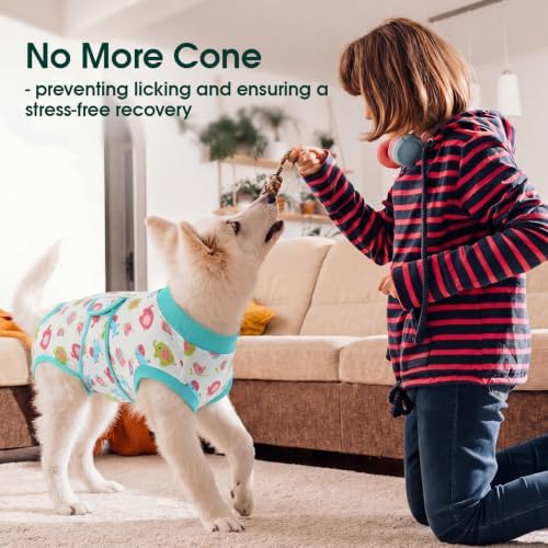 Kuoser Dog Recovery Suit, Female Male Spay Neuter Surgery Suit, Elephant, M - Image 3