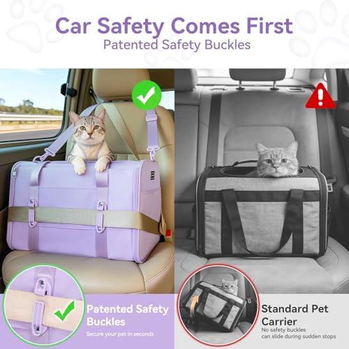 PETSFIT Large Cat Carrier with Patented Safety Buckles,Big Cats Up to 20 lb - Image 2