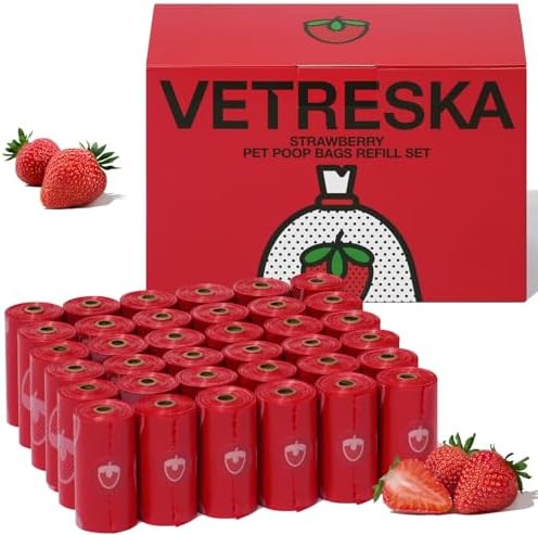 VETRESKA Strawberry Scented Dog Poop Bags, Leak Proof, 540 Counts by VETRESKA