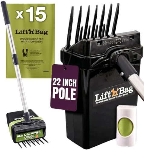 Neater Pet Brands Lift N' Bag Dog Pooper Scooper with 22" Pole, 15 Bags by NeaterPetBrands