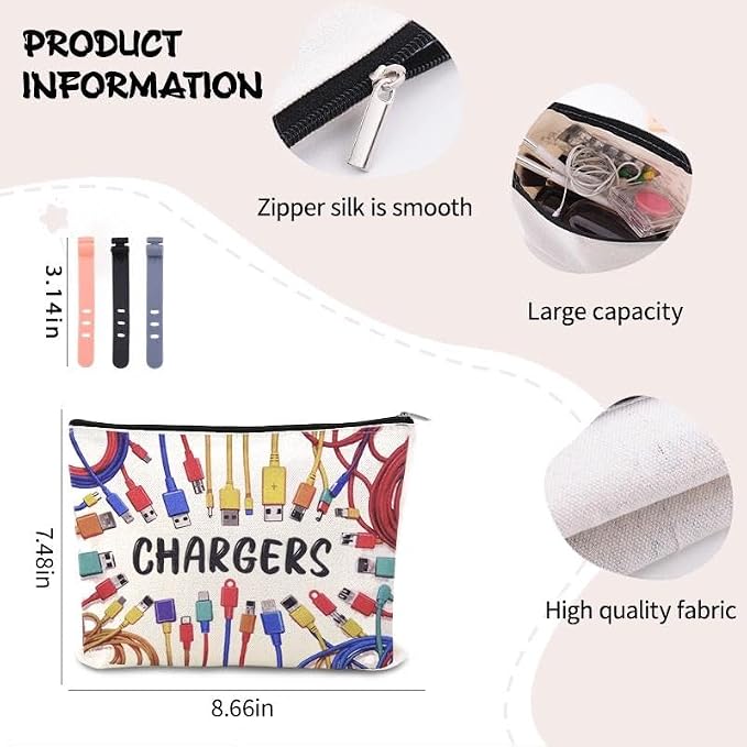 Charging Stuff Travel Bag Pouch Small Charger Cable Organizer Storage Case Ties Portable Earphone Holder Bag Charger Gift Bags Usb Cable Pouches Elastic Silicone Straps for Electronics Data Cord Wrap - Image 3