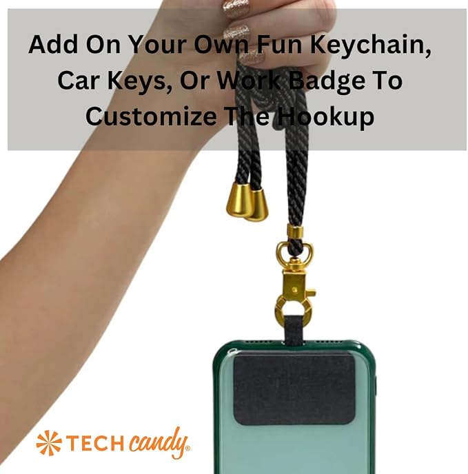 Tech Candy The Hookup Universal Lanyard Mobile Cell Phone Strap, Dark Slate - Quality, Wrist, Neck, Crossbody, Adjustable - Image 3