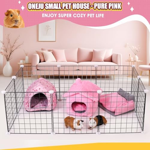 Guinea Pig Hideout - Guinea Pig Bed, Separable Plush Roof, Bunny Hideout, Rabbit Bed, House Bed for Small Pets, Pure Pink - Image 7