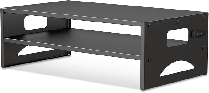 Pholiten Monitor Stand Riser, Desktop Stand, Computer Stand, Ergonomic Design, Two-Level Design, Desktop Organization, Keyboard Smartphone Storage, Printer Stand, Display Stand, 16.5 x 9.3 x 5.6 by PholitenMonitorArm