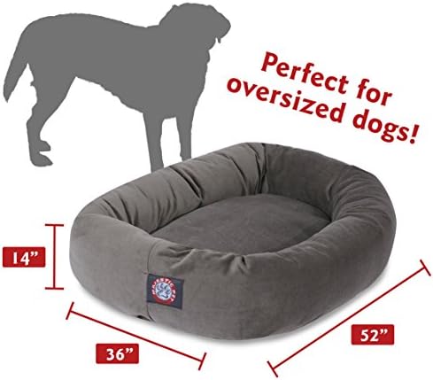 Majestic Pet Suede Calming Dog Bed, 52 Inch X-Large, Round, Washable, Gray - Image 3