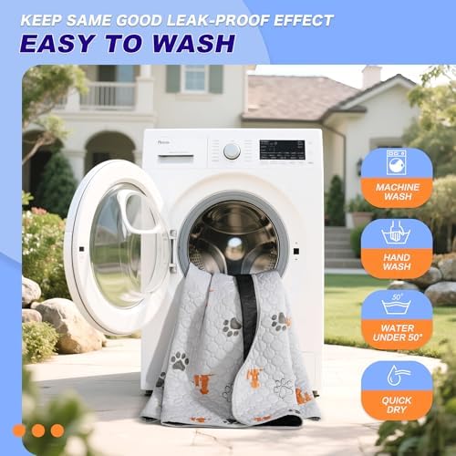 WanpeeGoo Washable Pee Pads for Dogs, Waterproof, 18 x 24 in, 4 Pack, Orng - Image 6