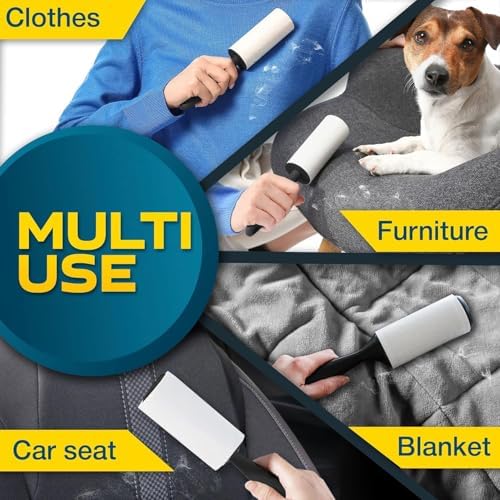 Lint Rollers for Pet Hair, Sticky, Remover for Couch, Clothes Furniture and Carpet. Lint Roller Dog Hair Remover Cat Hair, Animal Hair, Pet Fur, Fuzz. 5 Large Pet Hair Lint Rollers White - Image 3