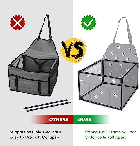 GENORTH Dog Car Seats for Small and Medium Dogs,Portable Puppy/Pet Car Booster Seat with Clip-On Leash and Mesh Window for Pet Up to 20 lbs - Image 6