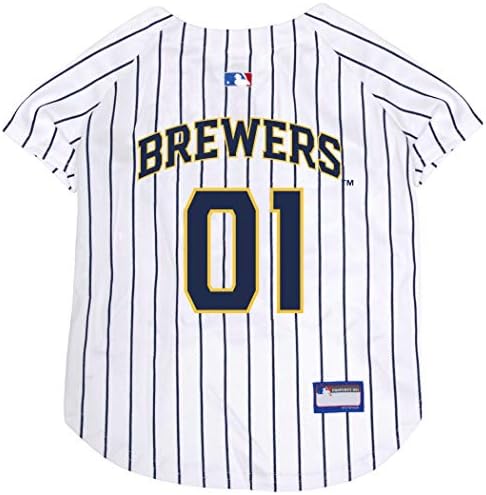 Official MLB Milwaukee Brewers Pet Jersey for Dogs & Cats, Size X-Large - Stylish Baseball Jersey for Your Furry Fan- Show Off Team Spirit with The Perfect Fan Apparel Gear for Pet, Dog & Cat by PETSFIRST
