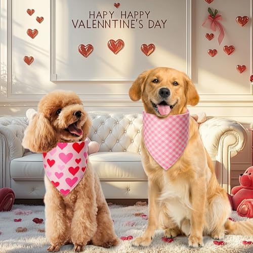 Valentines Dog Bandanas Large 3PCS, 6 Pattern Scarf for Boy Girl - Image 5