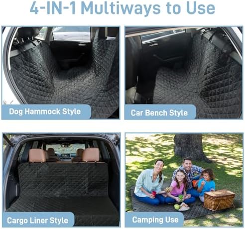 Dog Car Seat Cover for Back Seat, Large Universal Fit Bench Car Seat Cover, Waterproof Dog Hammock for Car with Adjustable Straps, Durable Seat Protector for Cars, Trucks & SUVs, Black - Image 5