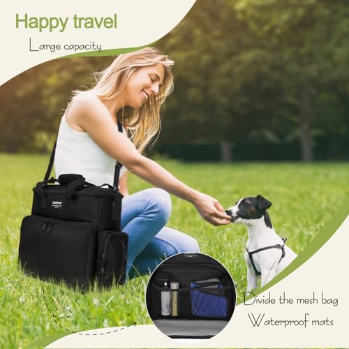 LARIPOP Dog Travel Bag Airline Friendly for Small Medium Large Dogs, Pet Travel Organizer with Collapsible Bowls Food Containers Mat, Waterproof Portable Tote for Dog Outdoor Travel - Image 6