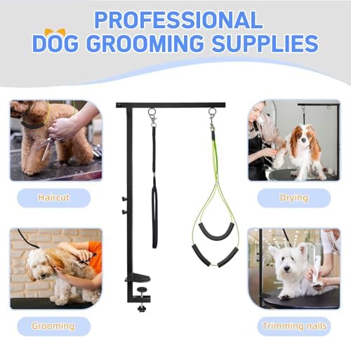 Foldable Dog Grooming Arm for Table with Hammock Pet Grooming Scissors set - Image 6