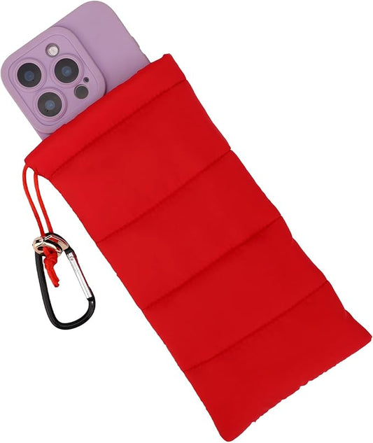 Lyreh Thermal Phone Pouch, Down Cotton Warm Phone Case Cover Bags with Buckle Prevents Freezing & Overheating Protector Cellphone Pouch Ideal for Outdoor Camping Hiking Skiing (Red) by Unknown