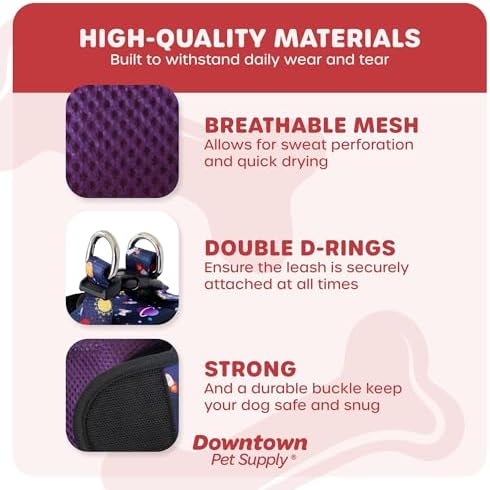 Downtown Pet Supply Step-in Dog Harness – No Pull, Adjustable Padded Mesh with Reflective Trim, Secure Buckle Strap – Comfortable & Breathable Small Dog Harness, Medium, Space - Image 4