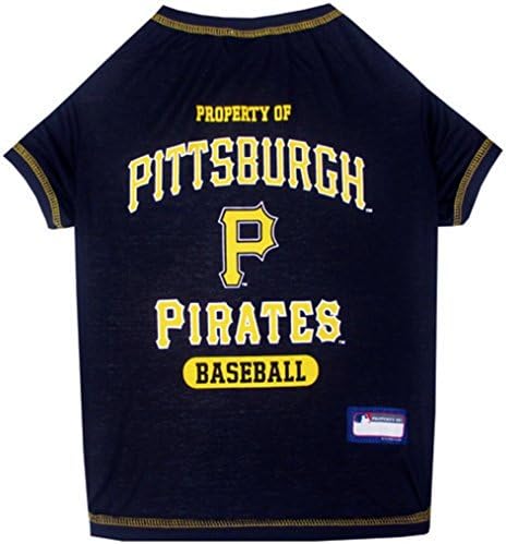 MLB Pittsburgh Pirates Dog T-Shirt, Small. - Licensed Shirt for Pets Team Colored with Team Logos. - Premium Stretchable Materials for The Comfort of Your Dog & cat. by PETSFIRST