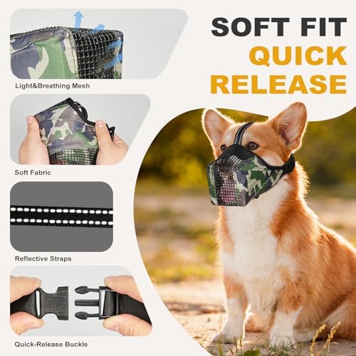 Dog Muzzle, Adjustable Soft Mesh Muzzle Anti-Biting, Chewing, Scavenging - Image 5