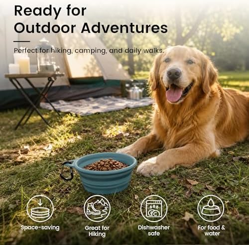 OHMO Large Collapsible Dog Bowls for Travel, 27oz, 2pcs, Dark&Light Blue - Image 4