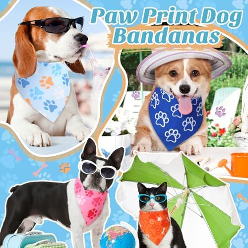 Weewooday 50 Pcs Paw Print Dog Bandanas Bulk for Party, 25.6x17.7x17.7in - Image 4