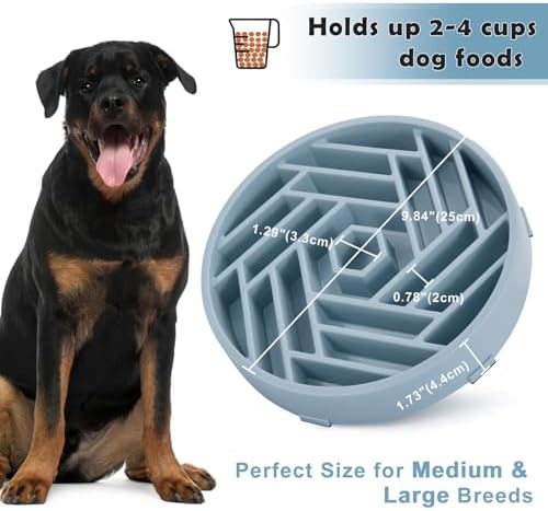 TOBYTO Slow Feeder Dog Bowls Large Medium Breed,Anti-Choking Slow Eating Dog Food Bowl,Non Slip Pet Slower Food Feeding Bowls Large Puzzle Slow Feeder Bloat Stop Maze Dog Dishes,Mist Blue - Image 5