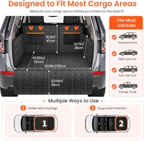 IJVAE SUV Cargo Liner for Dogs, Waterproof Dog Trunk Cover with Bumper Flap Protector, Pet Cargo Mat for SUVs Sedans Vans, Non-Slip Scratchproof Dog Seat Cover，Large Size Universal Fit, Black - Image 4
