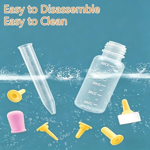 Pet Feeding Kit for Newborn Cats & Dogs | 50ml Milk Bottle + Dropper + 4 Replaceable Nipples | Kitten & Puppy Nursing Tools (50ml Milk Bottle Set(6 Piece)) - Image 4