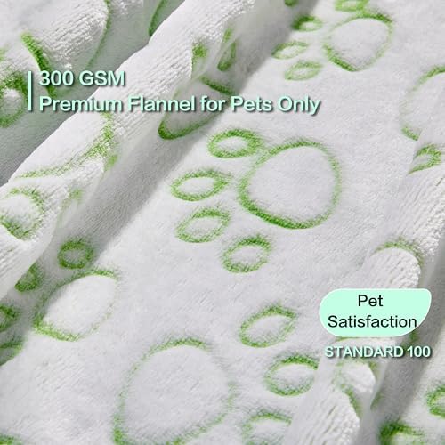 Stuffed Premium Green Soft Dog Blanket, with Flannel Green Cute Paw Print, Puppy Supplies Dog Stuff Essentials, 43 * 66 inches for Large Dogs - Image 2