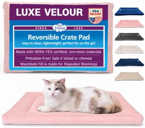 Pet Dreams Small Cat Bed - Crate Pad, Washable Cat Mat, Non-Toxic, Flat Indoor Kitten Bed, Fits iCrate 18, 24, 30, 36, 42, 48 Inches (Pink, X Small, 18") by PetDreams