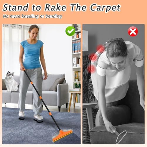 Carpet Rake for Pet Hair Removal Tool, Dog Cat Hair Remover for Furniture - Image 4